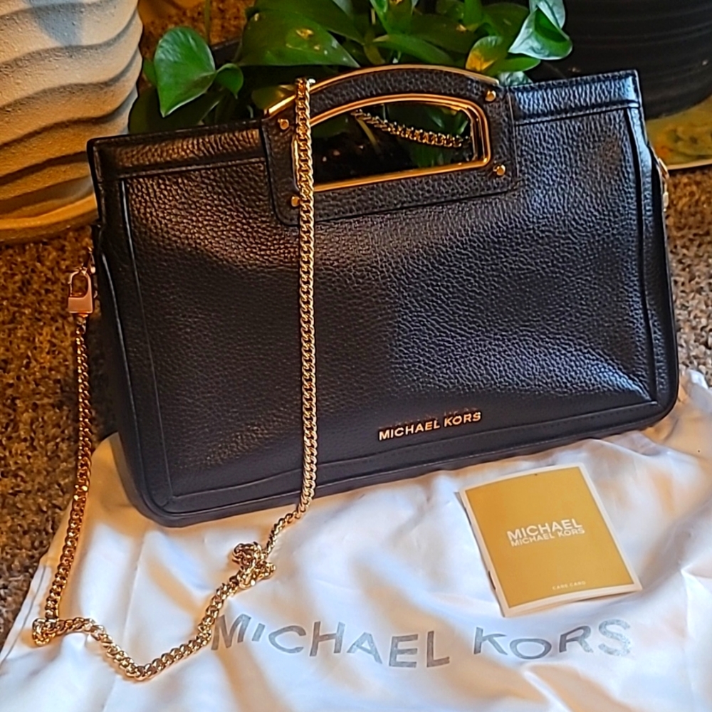 Michael Kors black pebble clutch